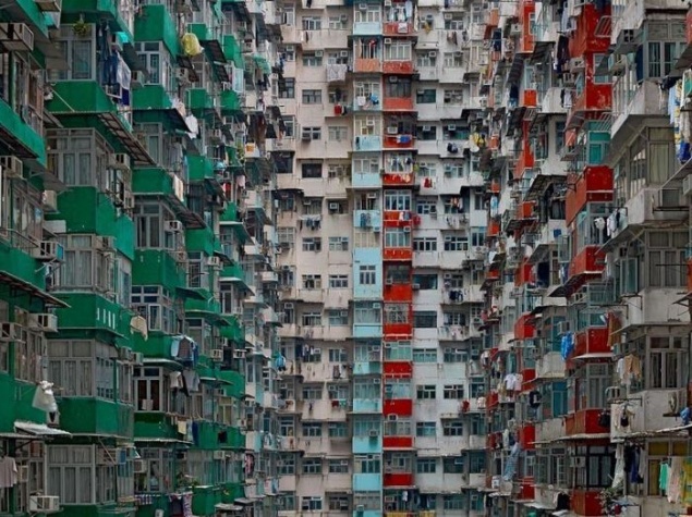 香港贫民窟的摩天大楼
