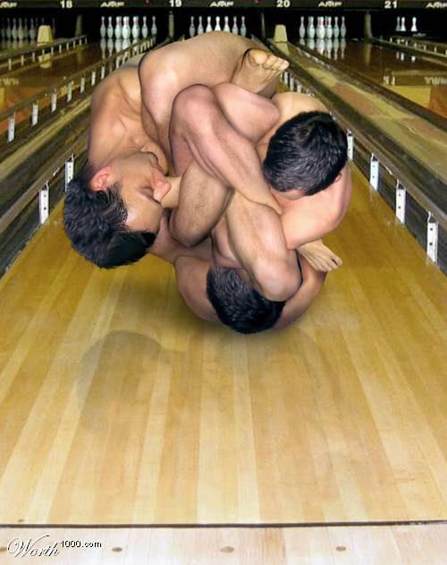 Naked bowling battle with cassia photo