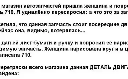 Случай в магазинe автозапчастей.