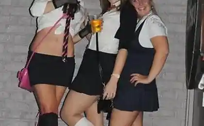 Dressed as schoolgirls girls in nightclubs