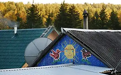 Rustic house facade is a mosaic of bottle caps
