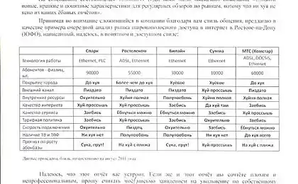 Анализ рынка ШПД в Ростове.