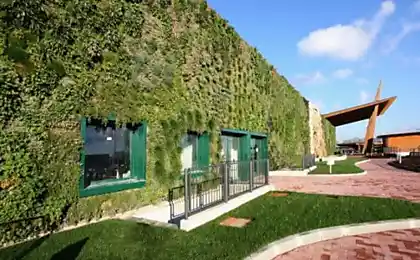 El enorme jardín vertical en las paredes de italiano del centro comercial
