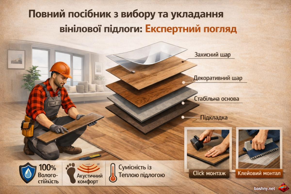 Будова та монтаж вінілової підлоги LVT SPC