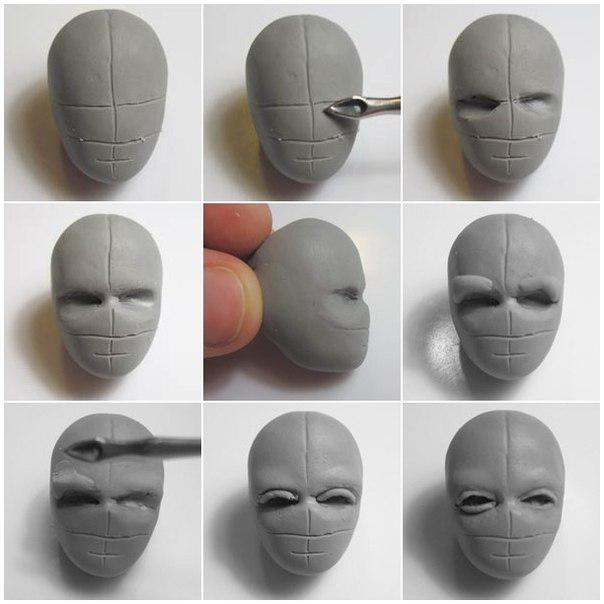 How to sculpt the face of polymer clay. Page 1