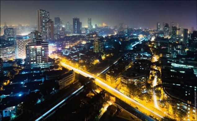 孟买夜景 印度人图片